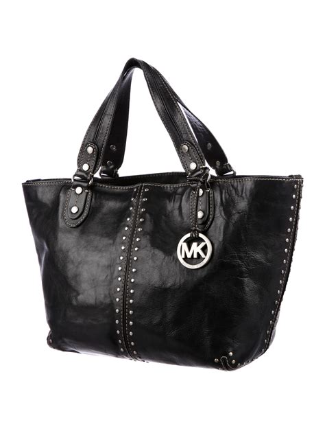 michael kors white leather handbags|michael kors black studded bag.